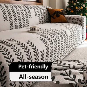 Spring Wind Cat Scratch Resistant Stretch Sofa Cover, Full Coverage Elastic Couch Protector, Dustproof Reusable Seat Pad for All Seasons, Dustproof Sofa Slipcover, Soft Sofa Protector