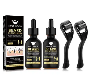 EASTMOON Buy One Get One Free! Beard Growth Serum & Massage Derma Roller Kit, Beard Care Nutritional Oil, Making Beard Thicker and More Shiny, Men's Daily Beard Care Essentials, Gift for Father's Day