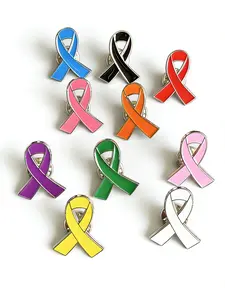 Awareness Ribbon Enamel Pin Set – 10 Colorful Promotional Brooches, Perfect for Daily Wear, Ideal for Awareness Campaigns