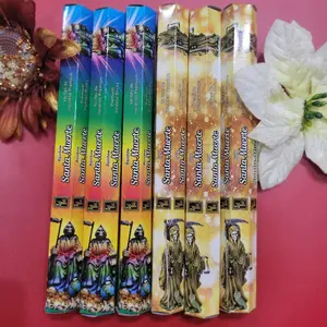 Santa Muerte Incense sticks Assorted Rainbow color and gold 120 sticks total 6 tubes each kind Scented Fragrance Freshener Pack