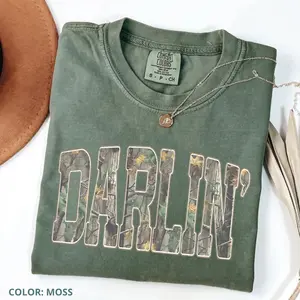 Comfort Colors Retro Camo Western T-Shirt, Darlin’ Retro Camouflage Cowboy Quote Tee, Vintage Western Graphic Shirt, Country Concert Gift Apparel