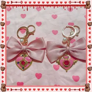 Magical Girl Moon Sailor Pink Bow Keychains