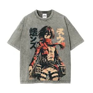 Attack on Titan Fighting Mikasa Unisex Fit Washed T-Shirt