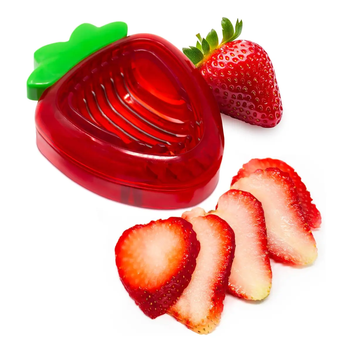Stainless Steel Strawberry Slicer, Even Fruit Cutter for Cakes, Pies & Garnishes