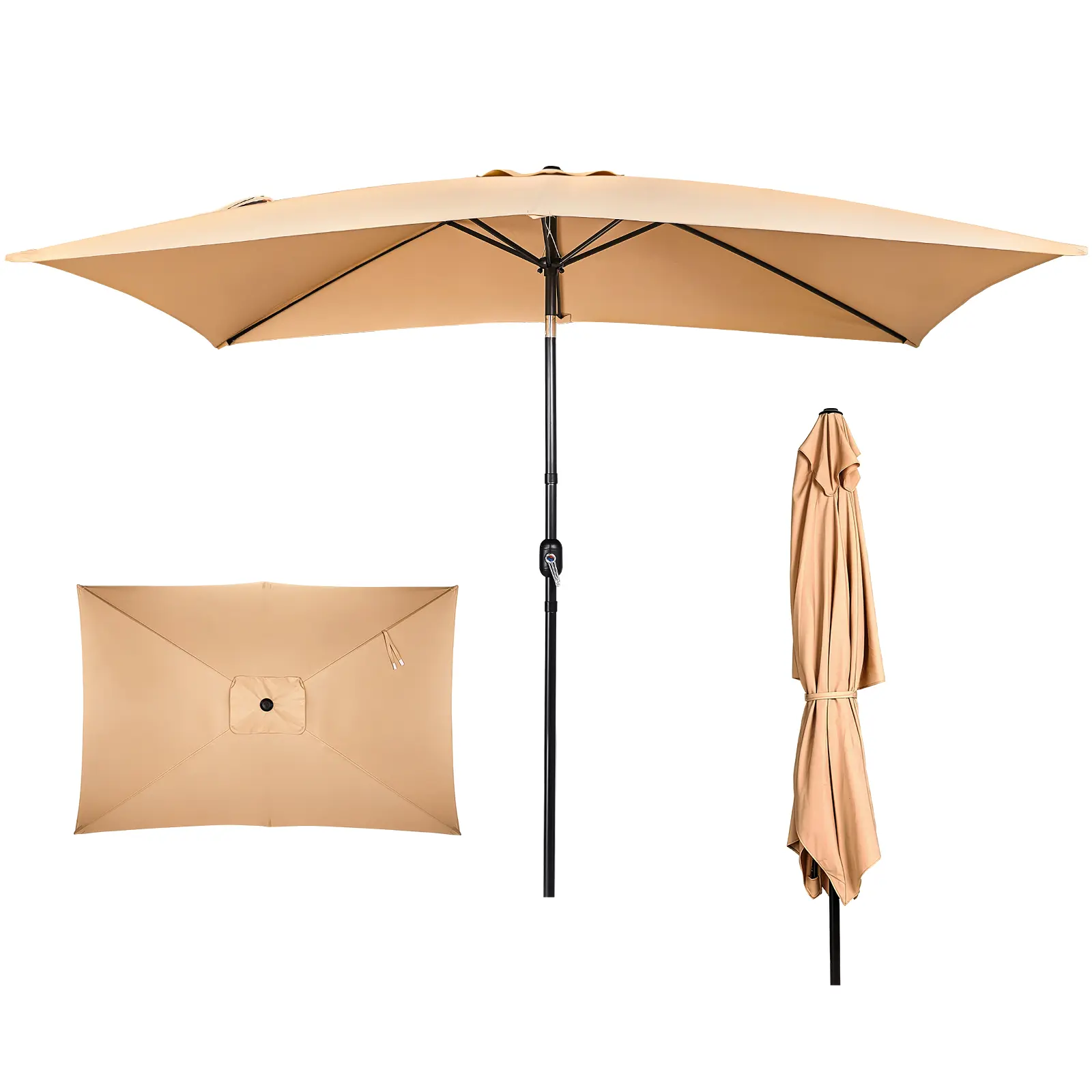 10 X 6.5 FT Square Patio Umbrella, Tilting Outdoor Market Sun Shade Umbrella Equipped With Sturdy 6 Iron Ribs & Solid Iron Pole, UV Resistant Waterproof Polyester Fabric Yard Garden Pool Backyard Outdoor Sun Protection Canopy, Deals for You Days event