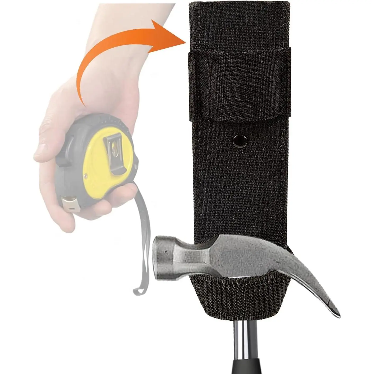 Hammer Holder Loop,Hammer Holster Clip on 7" X 2" Tool Belt and Tape Measure Holder Drill Impact Tool Holster for Tape Measure,Heavy-Duty Drill Belt Holder Hook Holster,Black