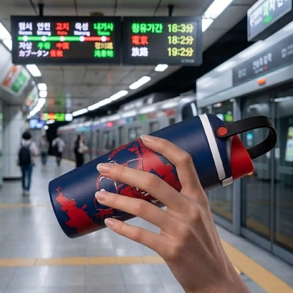 Owala FreeSip Sway Spider-Man Insulated Stainless Steel Water Bottle, Leakproof Portable Travel Tumbler Cup with Built-in Straw