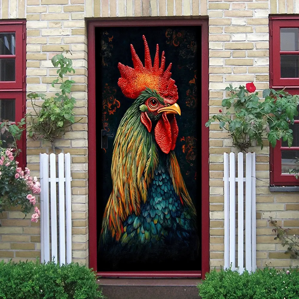 2pcs   Chinese Style Retro Rooster Wall Stickers Self Adhesive Removable Waterproof Wear Resistant Animal Pattern Home Decor Living Room Entrance Bedroom Study Wall Art Mural Decal Ornament  Collage