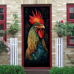 2pcs   Chinese Style Retro Rooster Wall Stickers Self Adhesive Removable Waterproof Wear Resistant Animal Pattern Home Decor Living Room Entrance Bedroom Study Wall Art Mural Decal Ornament  Collage