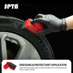 SPTA Dressing & Protectant Applicator with Cover,Tire Shine Applicator Easy to Grip Soft Applicator Tire Gloss Dressing Pad Car Clean Foam Sponge For Coating and Cleaning