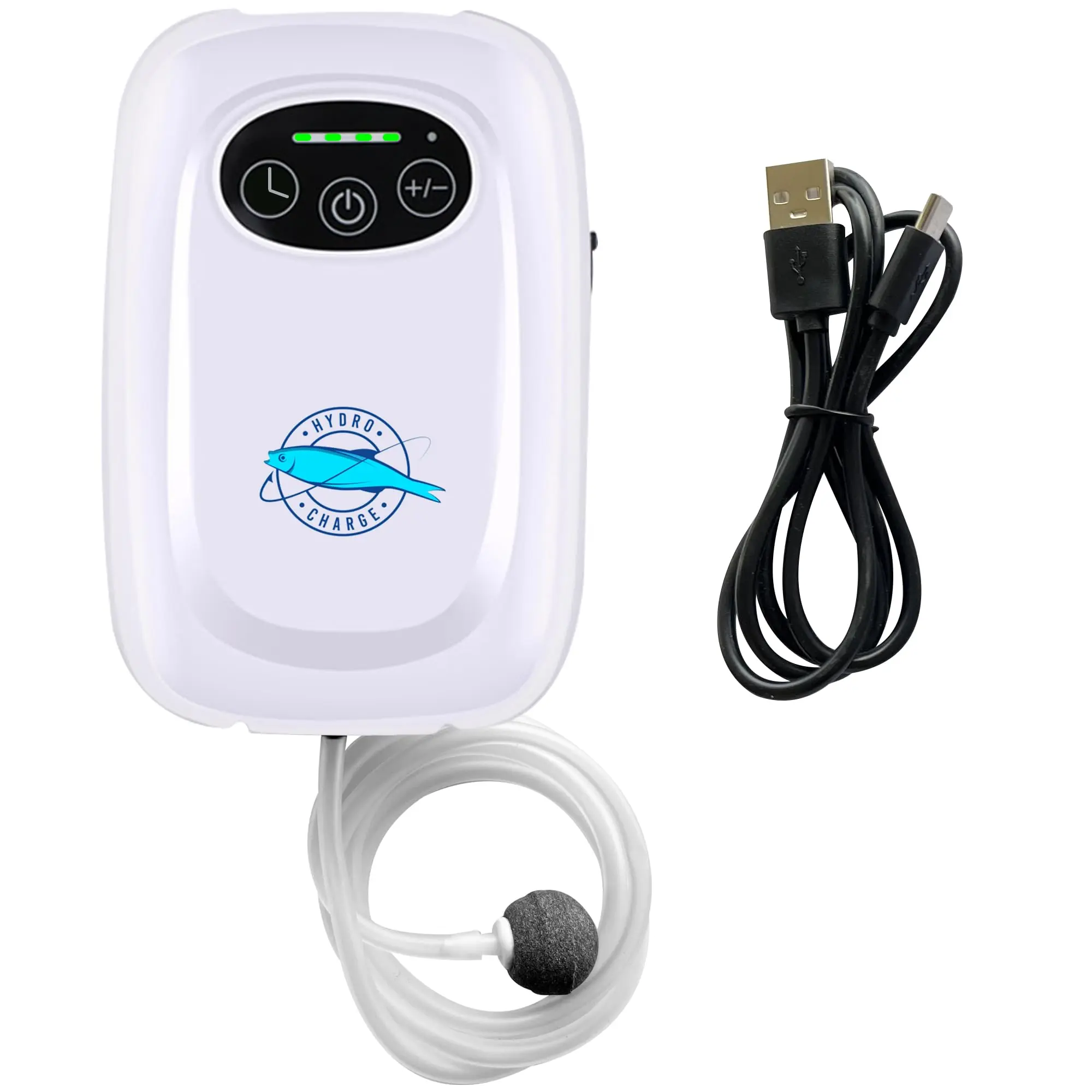 Hydro Charge | Aerator for Bait Bucket | Water Resistant, USB Rechargeable, 2W, 2200 mAh Battery Capacity, 24h Runtime per Charge, 48h on Battery Saving Mode | Minnow Bucket Aerator | Bait Bubbler