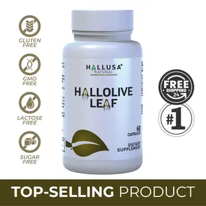 HALLOLIVE OLIVE LEAF - 60 capsules - Immune Support - Triglycerides & Cholesterol - Antioxidant - Dietary Supplement Olive Leaf - Hallusa Natural Vitamin Healthcare