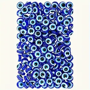 500pcs Of Blue Round Resin Turkish Handmade Evil Eyes, Suitable For DIY Jewelry Making, To Create Unique Bracelets, Earrings, Necklaces And Other Handicrafts, Perfect For Daily Wear Or Gatherings