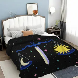 1PC Cozy All-Season Soft and Warm Fleece Blanket with Libra Design Hight Quality Print for Sofa, Couch, or Bed - Machine Washable Perfect Gifts