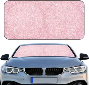 Windshield Sun Shade Foldable  Front Window Covers for  Accessories Sun Heat UV Rays Visor Protector Protection for Universal  SUV (Pink Sequins)