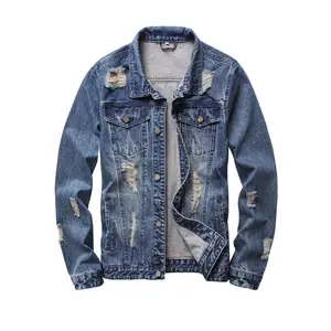 Jean Jacket For Men, Distressed Slim Denim Jacket