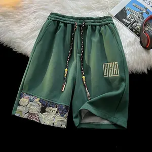 Breathable Men's Summer Shorts Bear Patchwork Trendy Sports Casual Loose Five-Point Shorts Menswear Tropical
