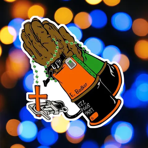 Pray Hands Lightning Bolt Sticker, Gift For Lineman, LINEMAN Hard Hat Sticker, Blue Collar Stickers.
