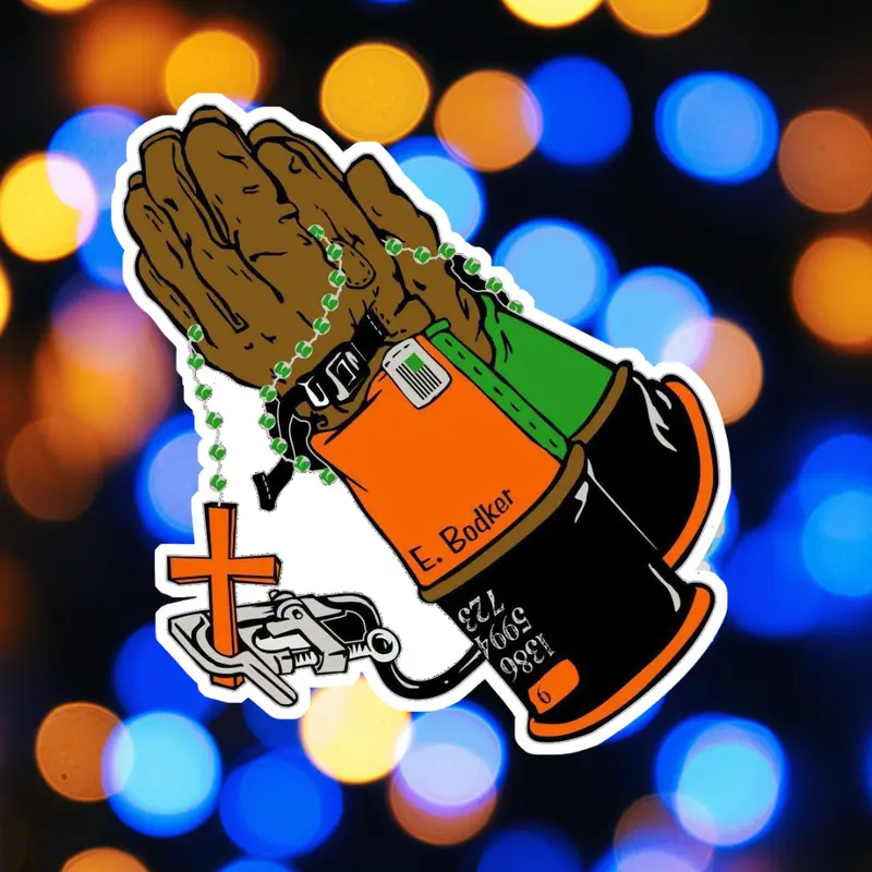 Pray Hands Lightning Bolt Sticker, Gift For Lineman, LINEMAN Hard Hat Sticker, Blue Collar Stickers.