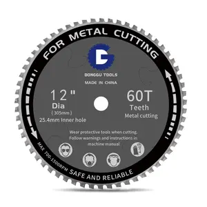 12-Inch 60T TCG Metal Steel Cutting Saw Blade,1" Kerf 1500RPM, Circular Saw Blade for Steel,Fits Dewalt/Evolution Miter Chop Saw, Cuts SteelStuds Black Iron Pipe EMT Conduit