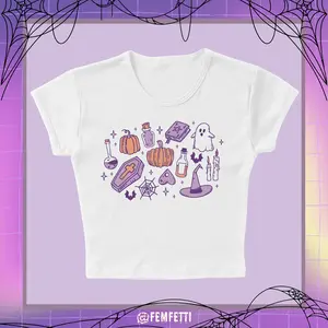 Halloween Doodles Micro Rib Baby Tee