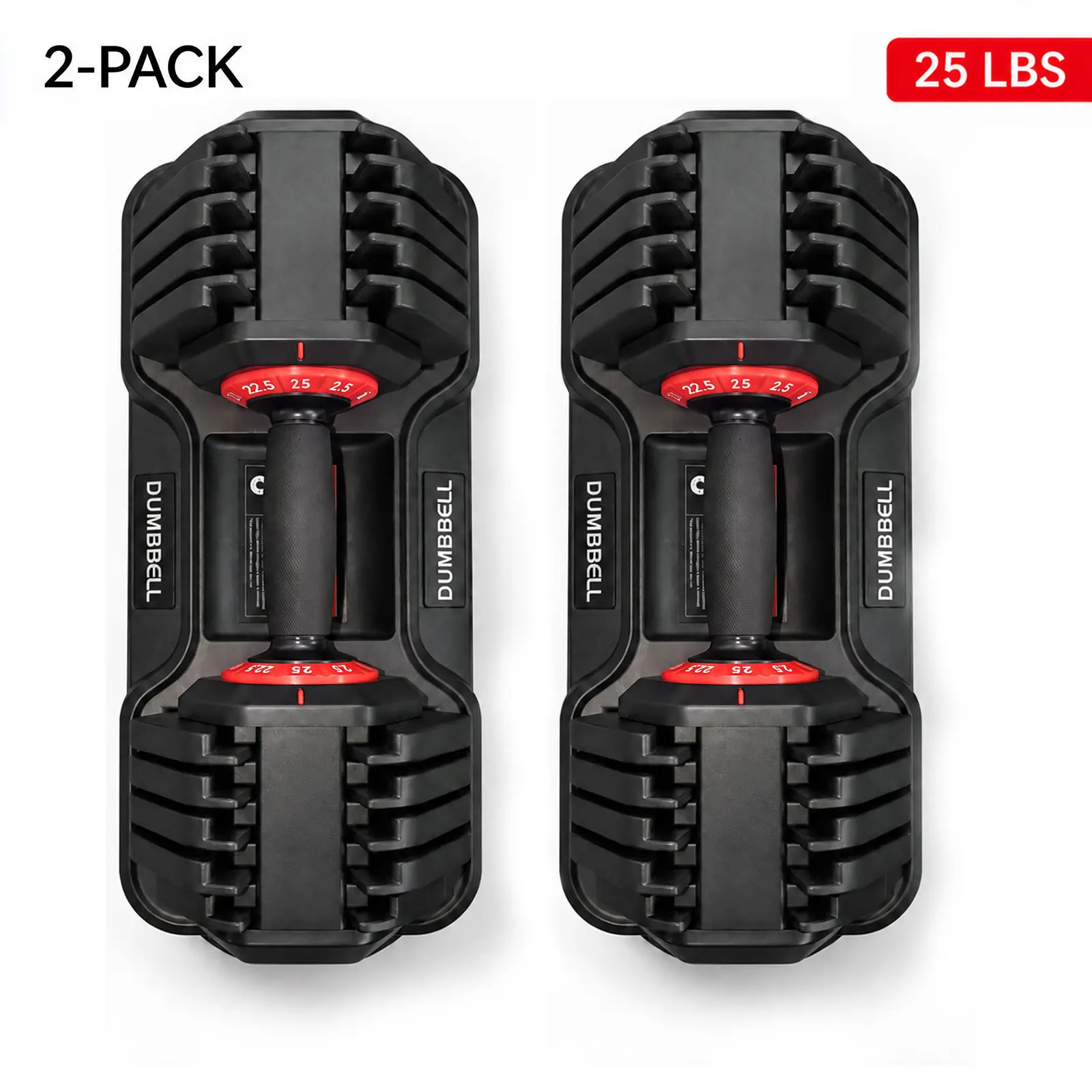 Cooelf 25lb Single Adjustable Dumbbell (2.5-25 lbs) - 10-in-1 Quick-Adjust Dial Dual-Lock, Compact & Space-Efficient Home Gym Equipment with PP Stand, Anti-Slip Grip for Strength Training