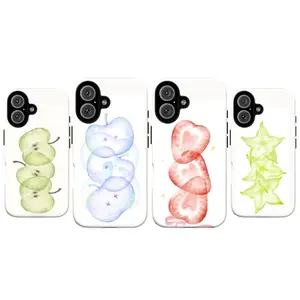 Pastel Fruit Phone Case – Watercolor Apple Strawberry Blueberry Starfruit Aesthetic Art Cover for iPhone 17 16 15 14 13 12 11 Pro Max X XS XR & Samsung Galaxy S21 S22 S23 S24 S25 Plus Ultra | Cute Summer Gift