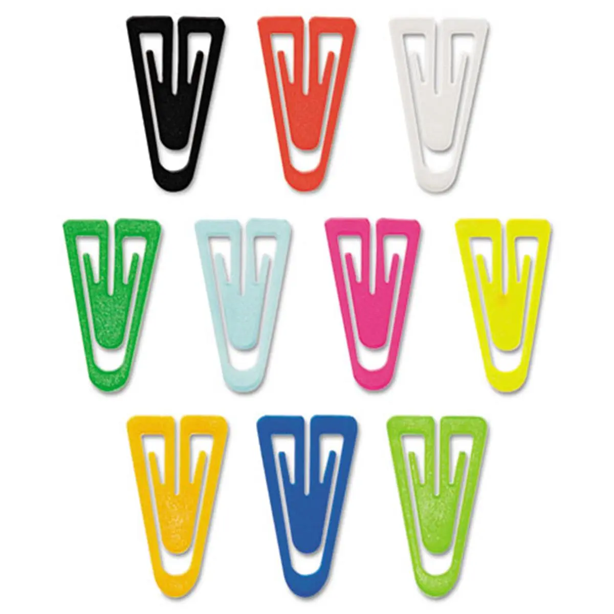 Gem Office Prods PC0600 Paper Clips- Plastic- Large (1-3/8'')- Assorted Colors- 200/ Box