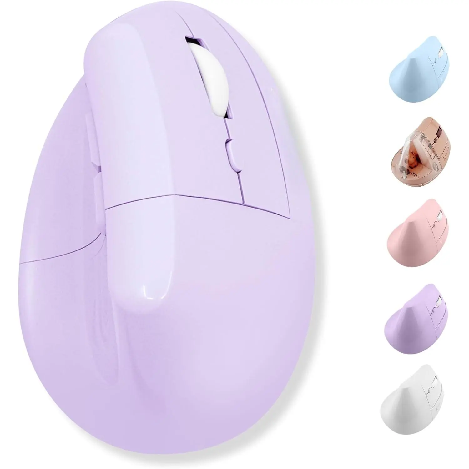 Wireless Vertical Ergonomic Mouse with Vertical Grip - 57° Angle, Bluetooth, 2.4Ghz, 6 Buttons, Up to 4000 DPI Control, Rechargeable USB-C, Natural Handshake Grip for PC Work Comfort