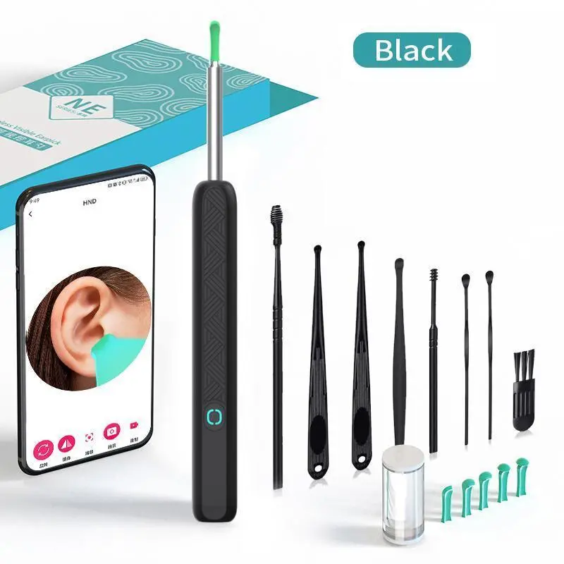 Earwax Removal Tool Kit with Camera, Portable 360° Wide-Angle Ear Cleaner, Waterproof Endoscope, USB Charging, for iPhone & Android, Earwax Remover
