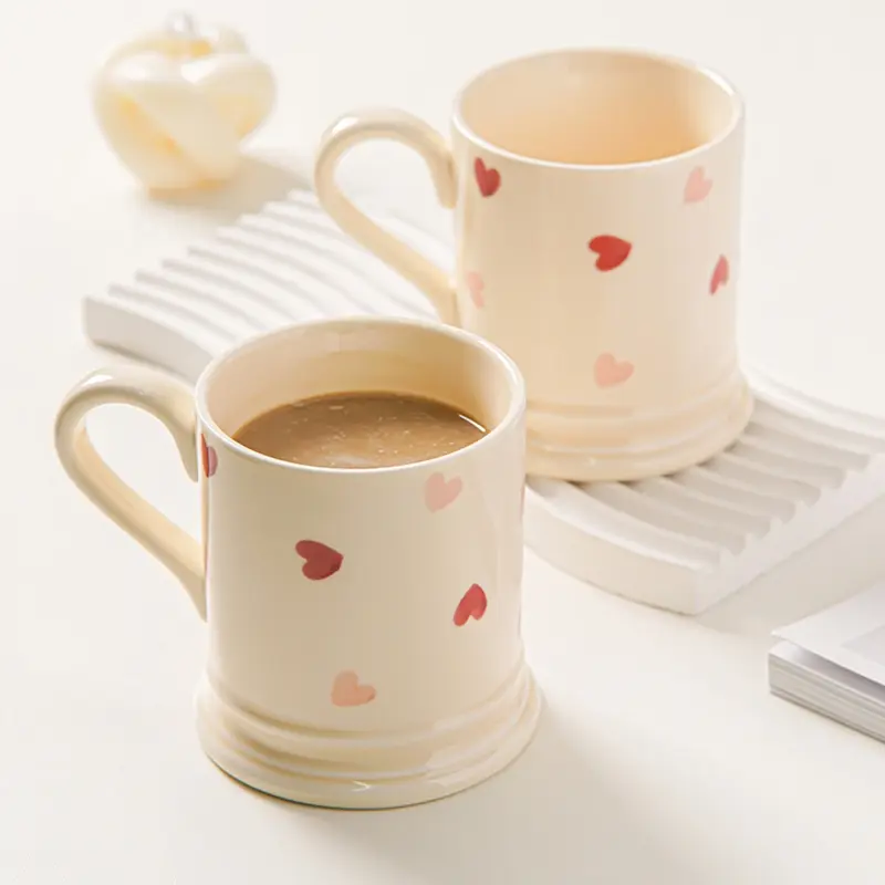 Valentine's Day Mug, 12 Oz Heart-Shaped Coffee Cup, Perfect Gift for Couples, Wedding and Engagement Present, Charming Valentine's Day Cup