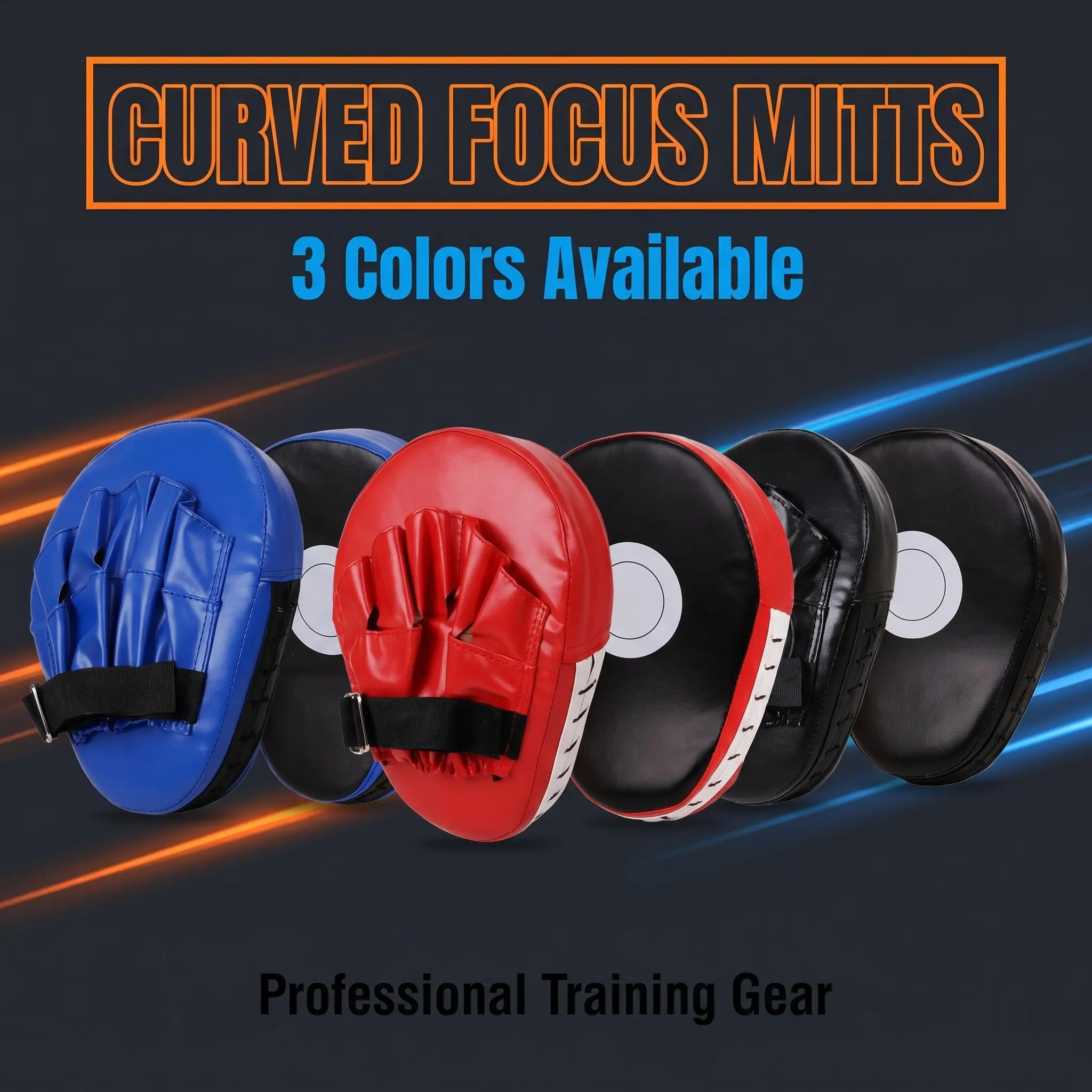 PU Leather Boxing Punch Mitts - Shock-Absorbing Focus Pads with Target Circle for Boxing, Muay Thai Sparring Training