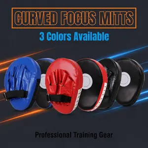 PU Leather Boxing Punch Mitts - Shock-Absorbing Focus Pads with Target Circle for Boxing, Muay Thai Sparring Training