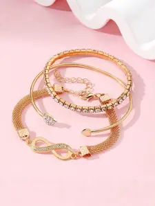 3Pcs Layered Bracelet Set, Infinity Symbol Rhinestone Tennis Bracelet Open Cuff Bangle For Women Daily Party Jewelry