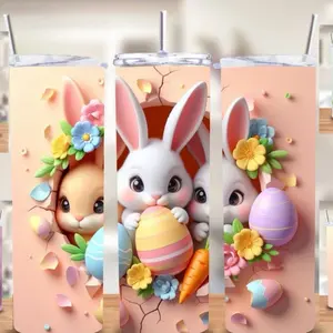 3D bunnies 20oz double wall skinny tumbler Drinkware Water Bottles Portable Washable Reusable Cup Mug