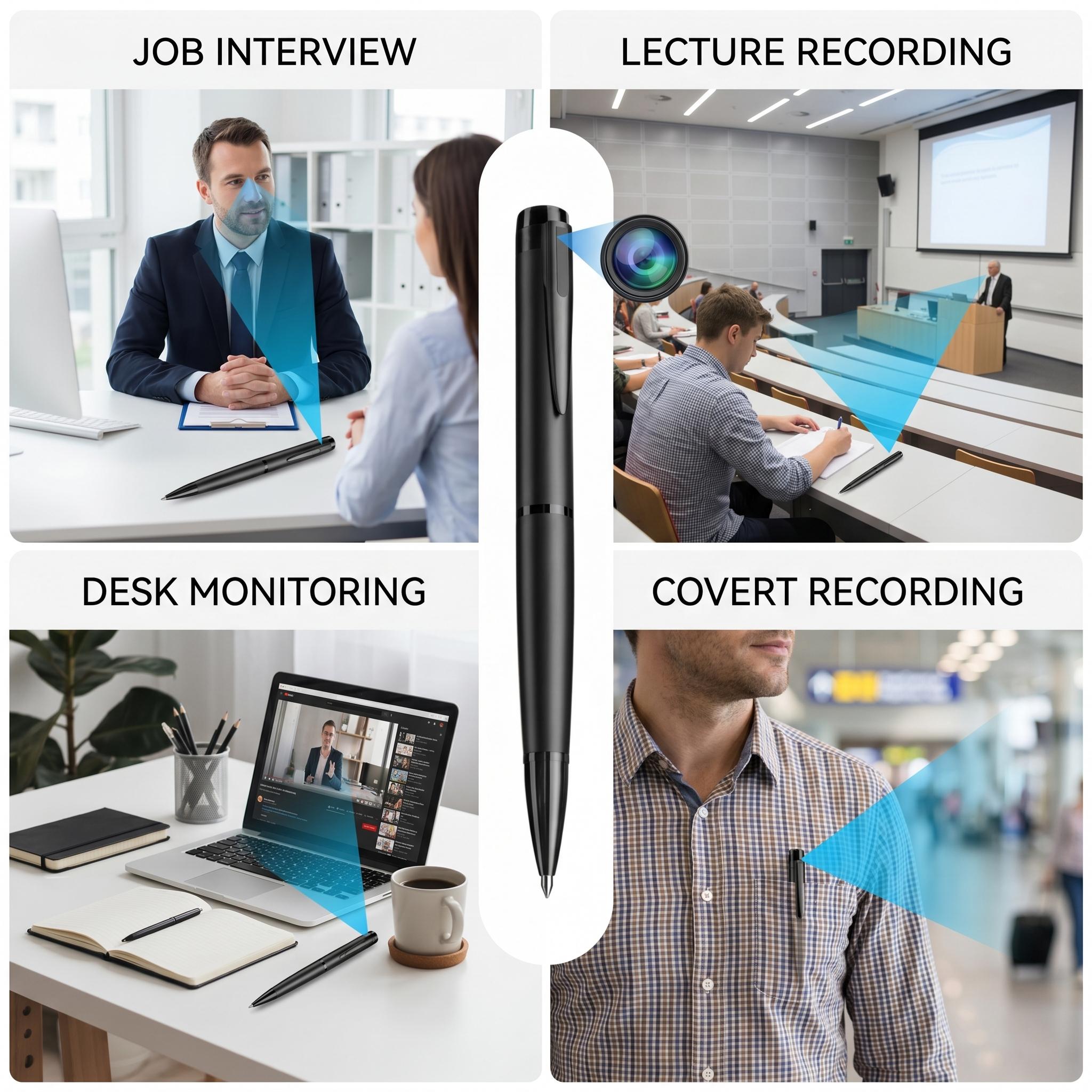 1)Summervibes Security Pen Camera 64GB BodyCam Home Outdoor Small 1080P Motion Detection Cam Meeting Recording Card Mini camera security cameras for home[NO WIFI]