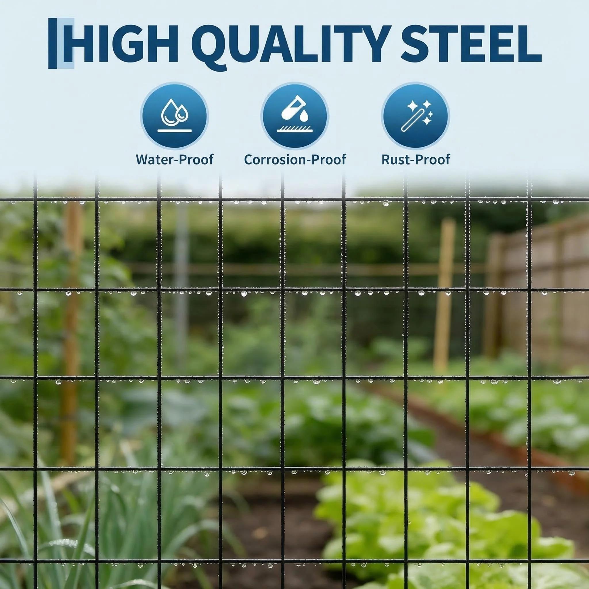 [ FLASH SALE ] Garvee Black PVC Coated Welded Wire Fence 16GA 2"x3" Anti-Rust Durable Vinyl Coating 24"x60' Roll for Yard Garden Poultry Protection