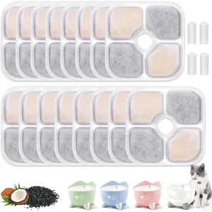 16-pack  Water Fountain Filter Compatible with  Catit Water Fountains, Triple-Layer  Filters for Catit Fountain Filter Replacement, Pet Drinking Fountains Filters with 4 Pump Tubes