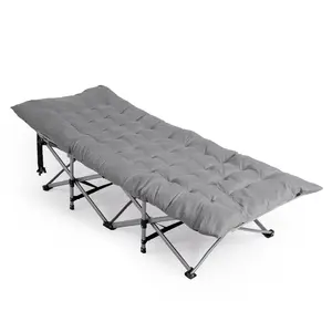 Folding Camping Cot Bed with Soft Pad, Portable Outdoor Cot, Adults Sleeping Bed for Home Office Nap Beach Travel
