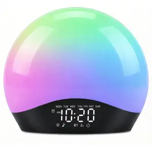 Sunrise  Clock for Bedrooms with White Noise Sound Machine, Wake Up Light  Clocks for Heavy Sleepers & , Dual Alarms, Nightlight, Sleep Timer,  Speaker