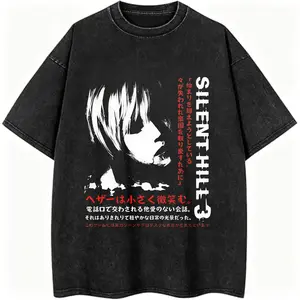 Silent Hill 3 Heather Mason Retro Horror Game Vintage Graphic Washed Cotton T Shirt Casual Streetwear for Men and Women Oversized Fit