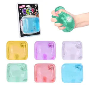 SQZY Cube - Light Up Gel Gem Squishy Fidget – Viral Sugar Ball Style, Satisfying Solid Gel Squish, LED Stress Relief Sensory Toy, Anxiety Desk Toy, Kids & Adults
