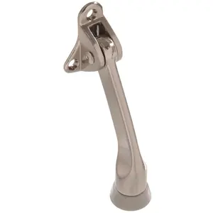 Hillman Group  Carded - Kickdown Door Stop, Satin Nickel - 4 in.