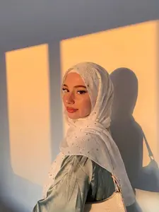 Fashion Shiny Star Hijab, Shiny Stars Design, Soft Comfortable Cotton Headscarf, Breathable Beach Long Shawl, Muslim Daily, Ramadan