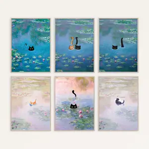 Custom Cat Poster, Vintage Antique Cats Printable Wall Art, Funny Meme Kitten Minimalist Unique Gift For Cat Lovers Decor Home Room Office Kitchen