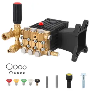 4000 PSI 4.4 GPM Pressure Washer Pump, 1 Inch Shaft Horizontal Triplex Plunger Direct Drive Replacement Pump with 5 Nozzle Tips, Compatible with Honda GX270 GX340 GX390 Engines