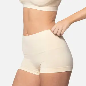 Underoutfit Smoothing At Waist Boyshort - Seamless High Waisted Comfortable Everyday Underwear Light Tummy Control Women’s Boyshorts Basic Panties