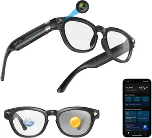 AI Smart Glasses HD Camera, BT Call, 800W Anti-Shake Camera Glasses with Video Recording Dual Mic, Simultaneous Interpretation/GPT Identify Objects, 270mAh Blue Light Glasses（Black）