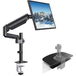 Single  Arm, Tall   Stand for 13-32 inch Screens Holds 4.4-19.8 lbs,Steel  Mount Reinforcement Plate for Thin, Glass and Other Fragile Tabletop