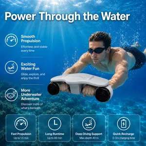 Gray Dual Motor Underwater Scooter – Stable Propulsion, Removable Battery, 40m Max Depth for Shallow Diving